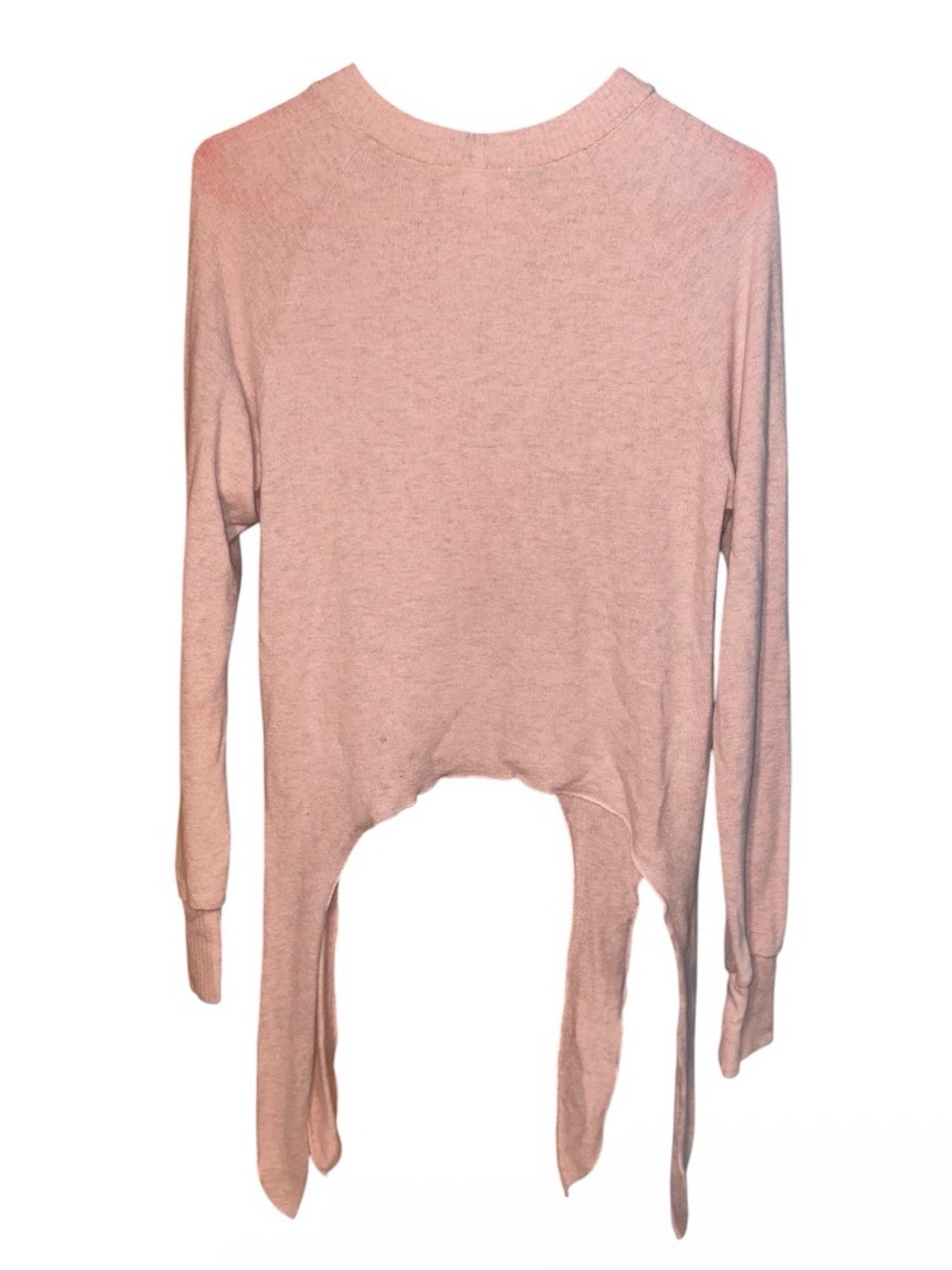 LNA Light Pink Crewneck Tie-Front Knit Sweater